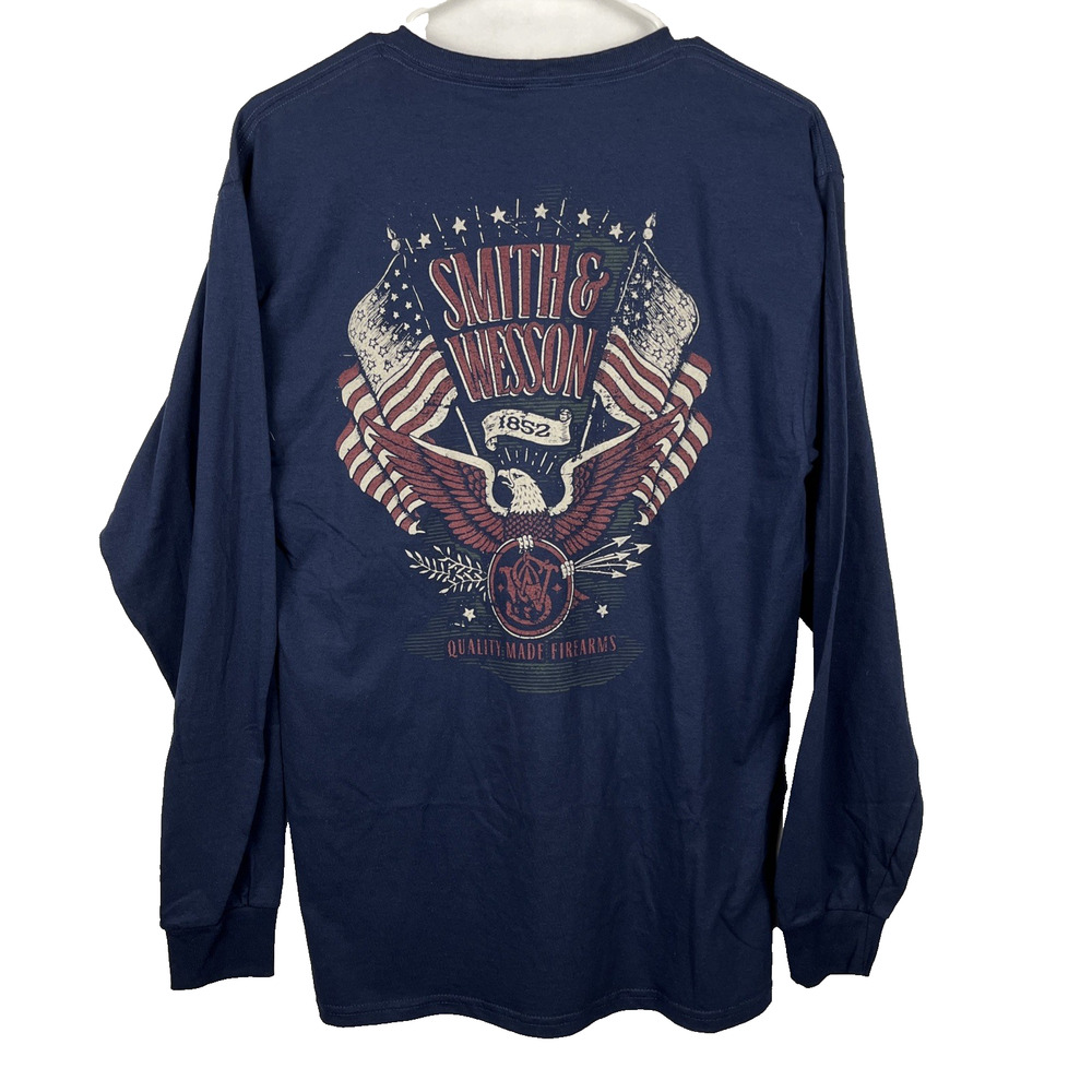 Smith & Wesson T Shirt Medium Long Sleeve Patriotic USA Red White Blue